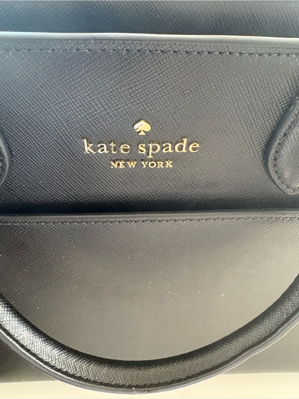 kate spade black leather satchel,9x12x5.5”